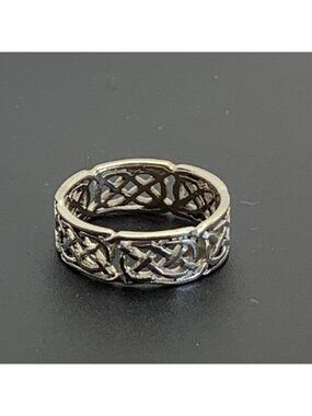 Celtic Knot Design Cigar Style Band 6mm Wide Ring Sterling Silver 925 Size 6.25